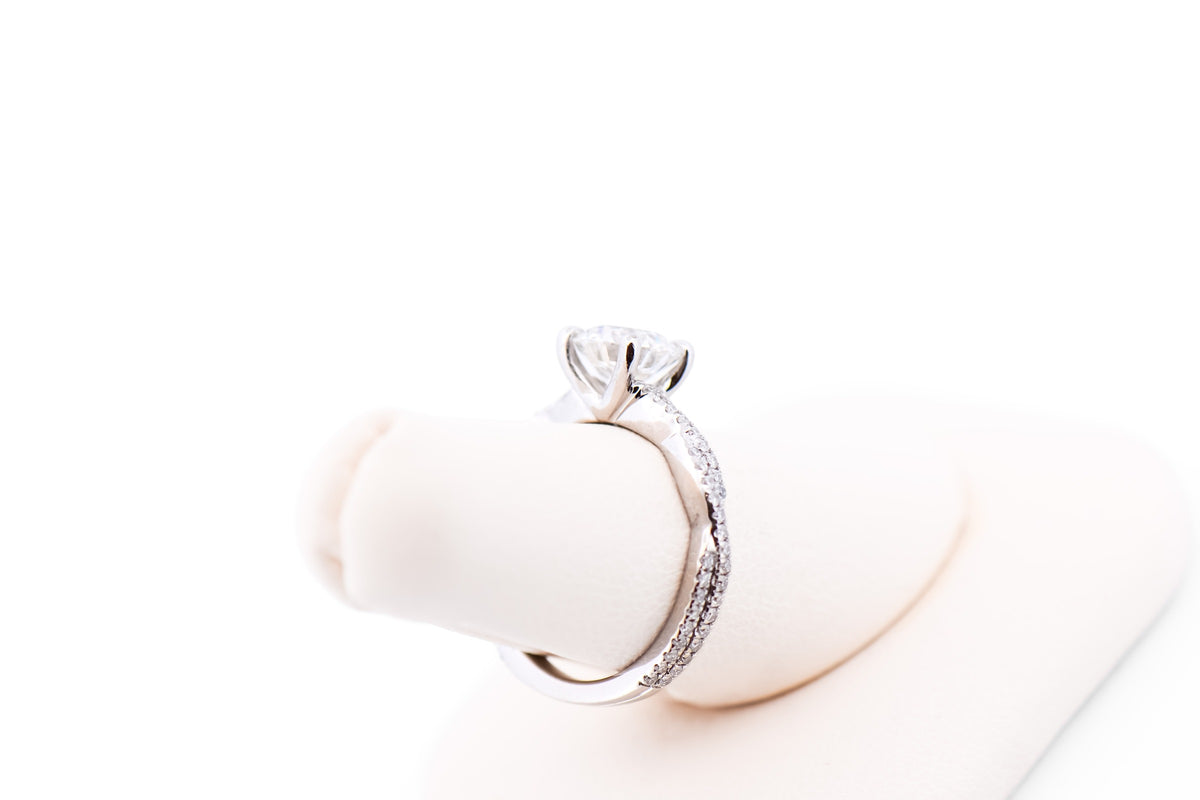 Lab Diamond Engagement Ring with Woven Infinity Setting in White Gold