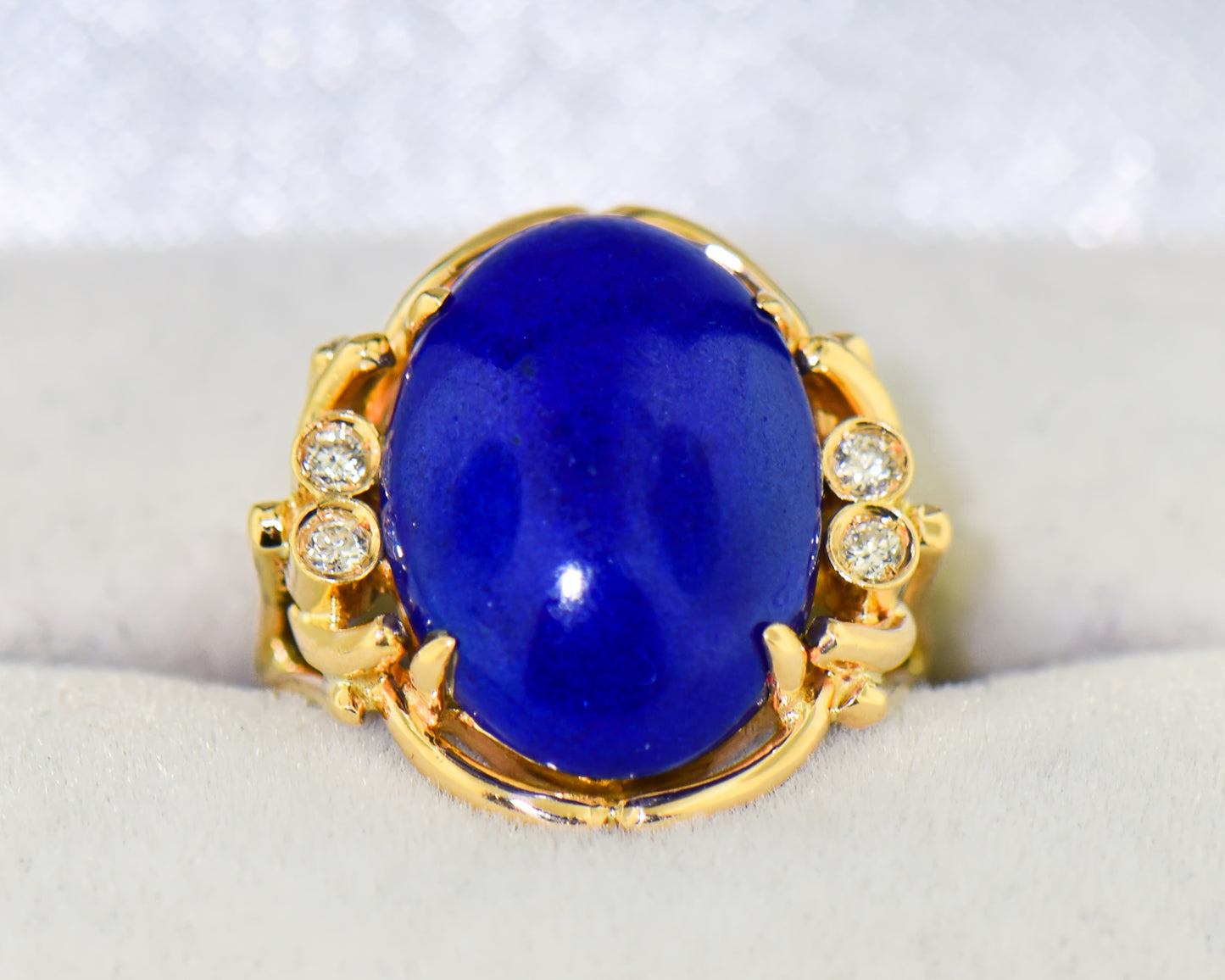 Vintage Lapis Lazuli and Diamond Cocktail Ring
