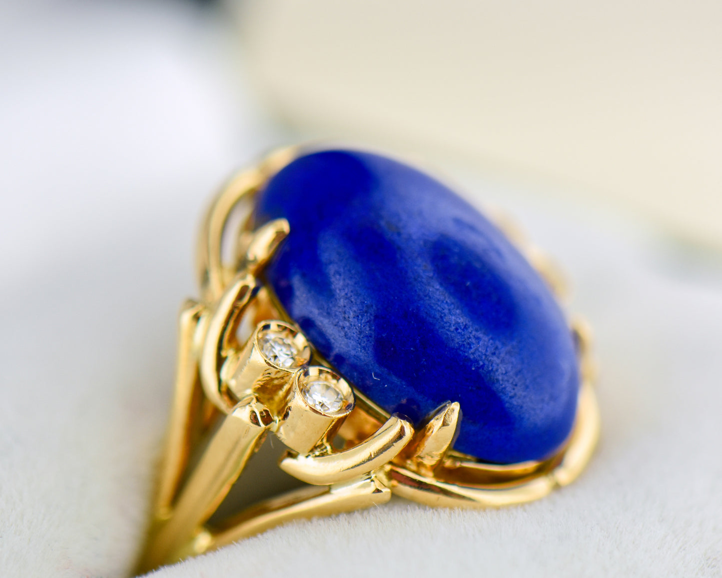 Vintage Lapis Lazuli and Diamond Cocktail Ring