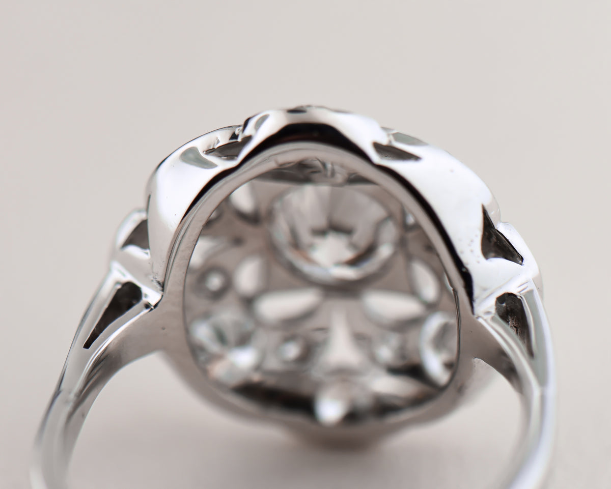 Late Art Deco White Gold & Diamond Quatrefoil Ring