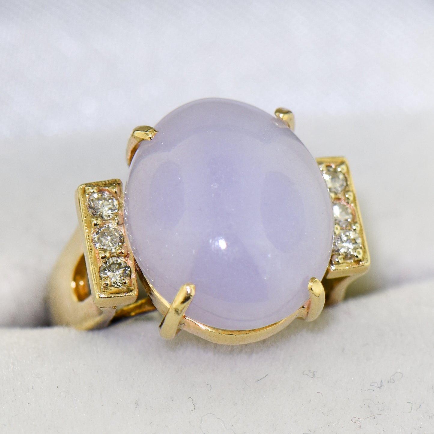Top Quality Lavender Jade & Diamond Ring