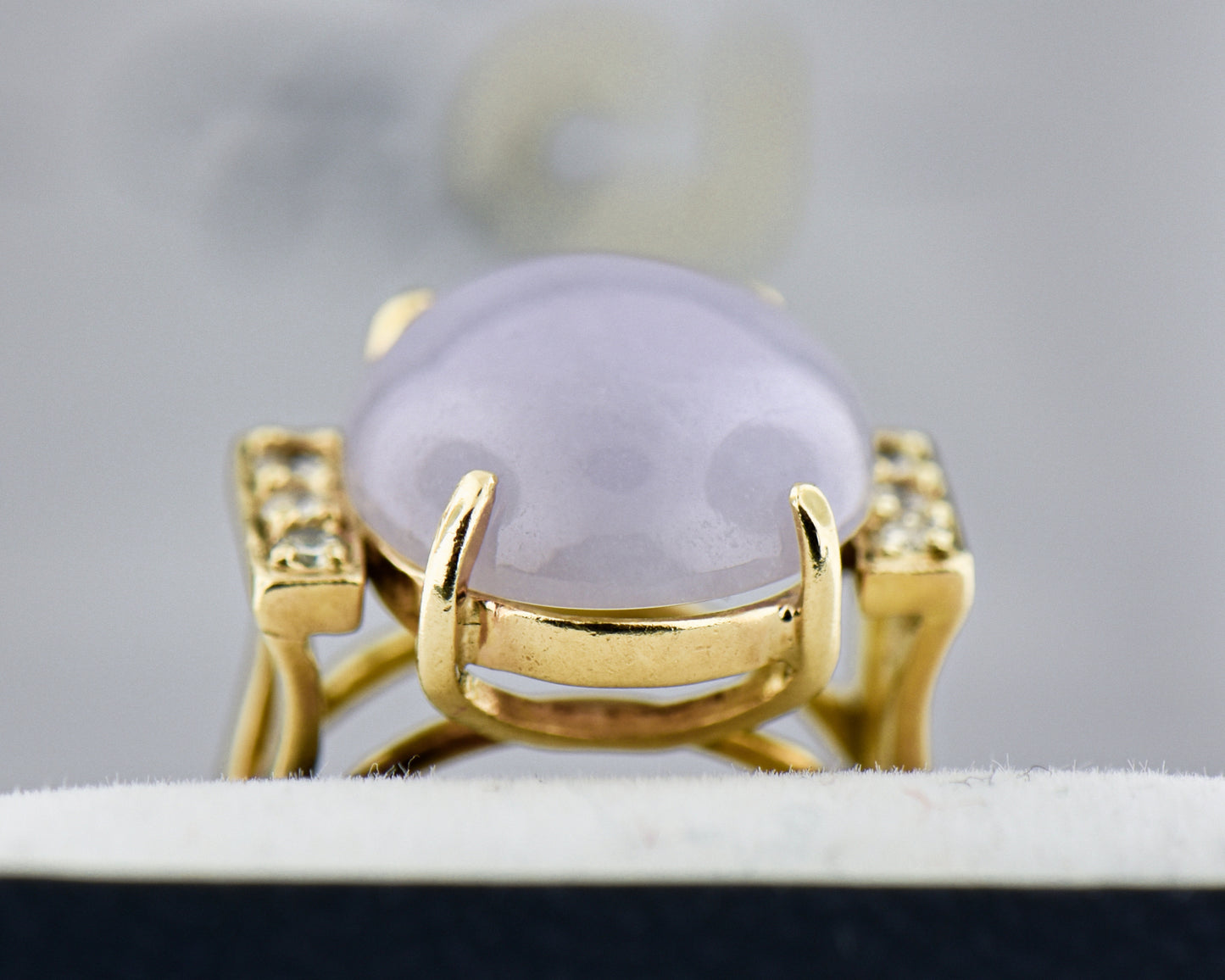 Top Quality Lavender Jade & Diamond Ring