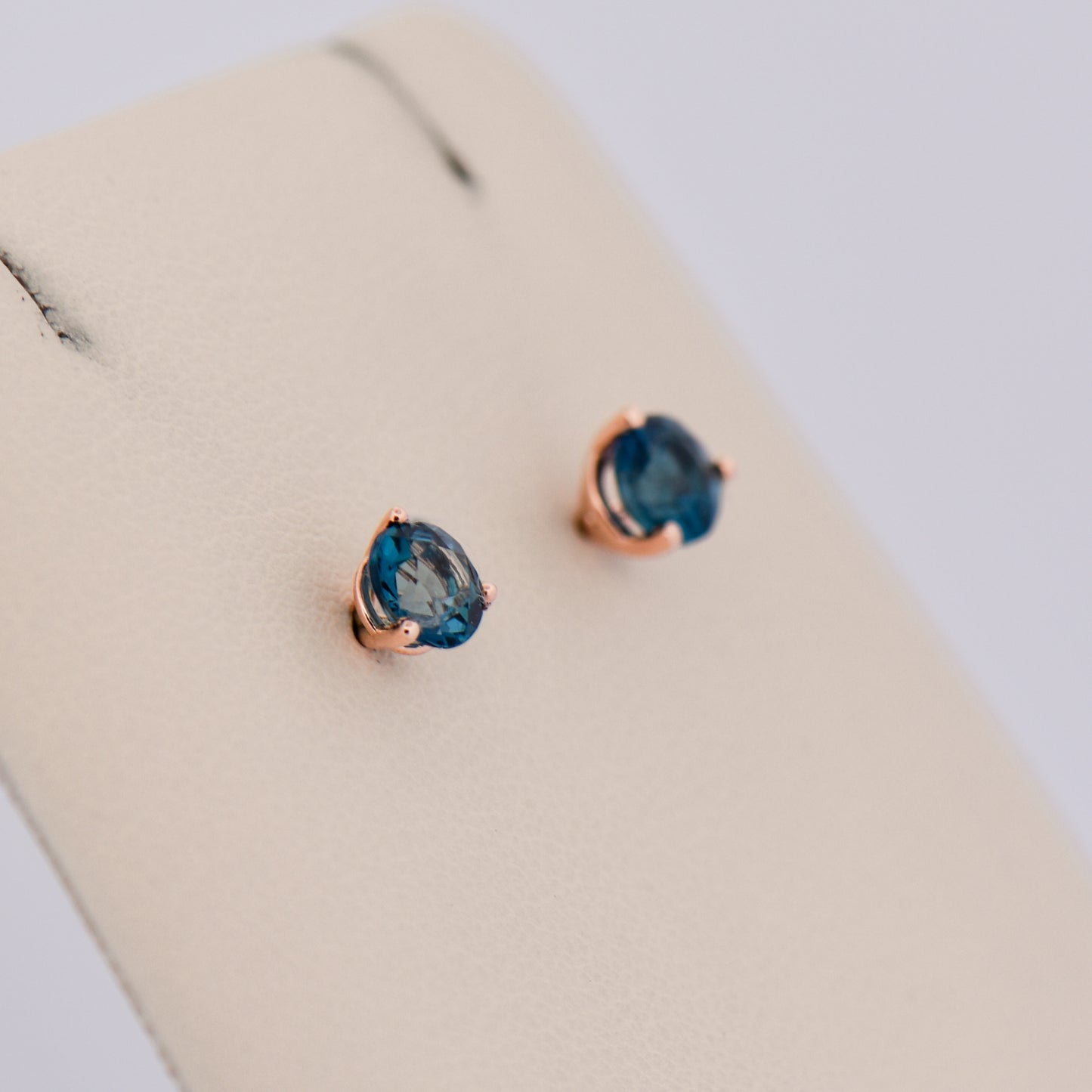 London Blue Topaz Martini Studs in Rose Gold