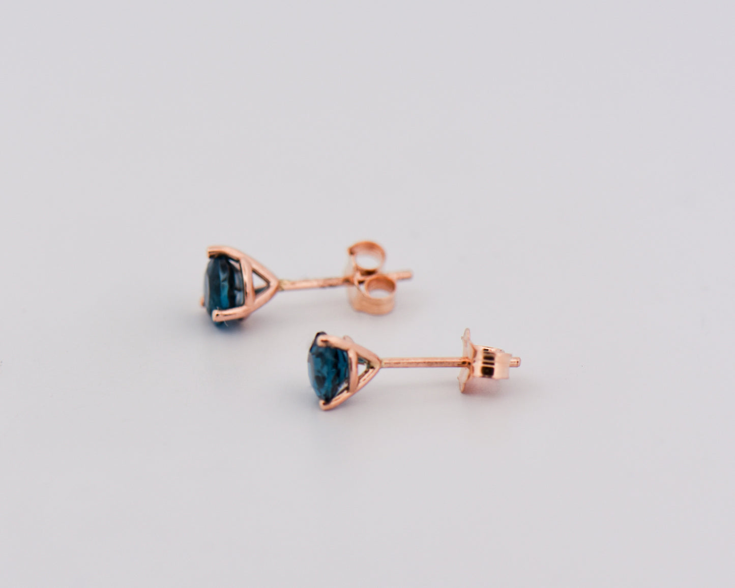 London Blue Topaz Martini Studs in Rose Gold