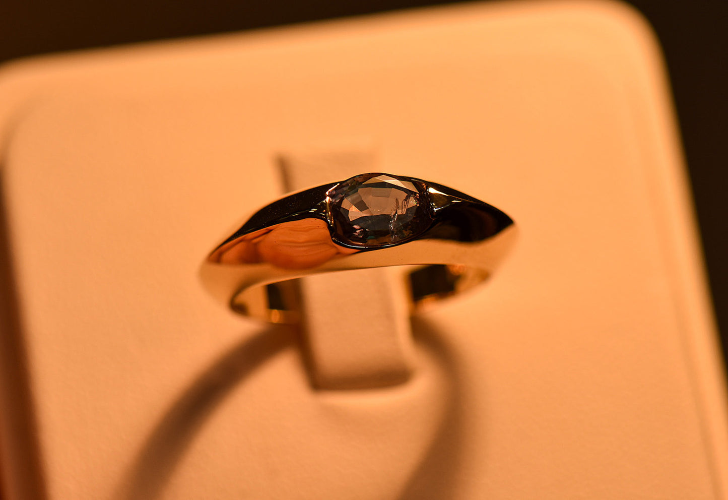 Low-Profile 3/4ct Natural Alexandrite Solitaire Engagement Ring