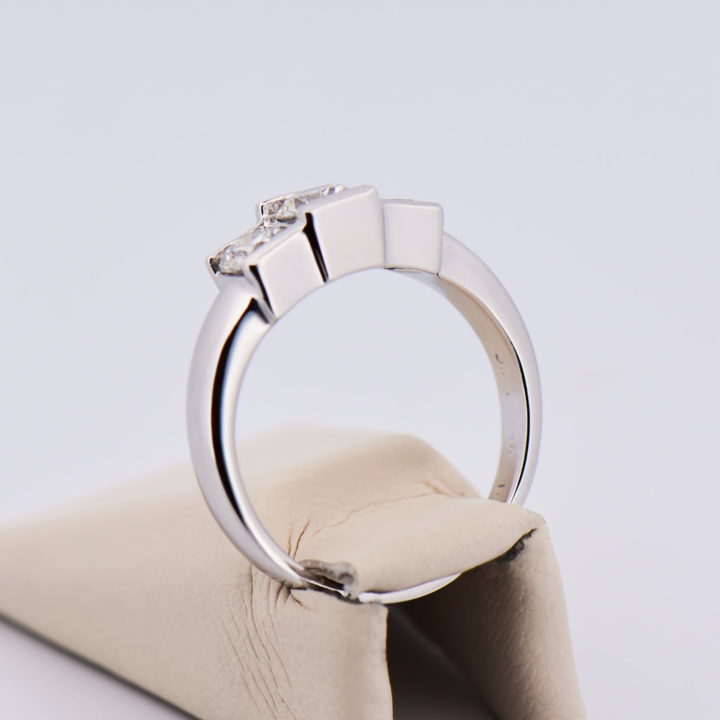 Low-Profile White Gold & Diamond 3-Stone Ring