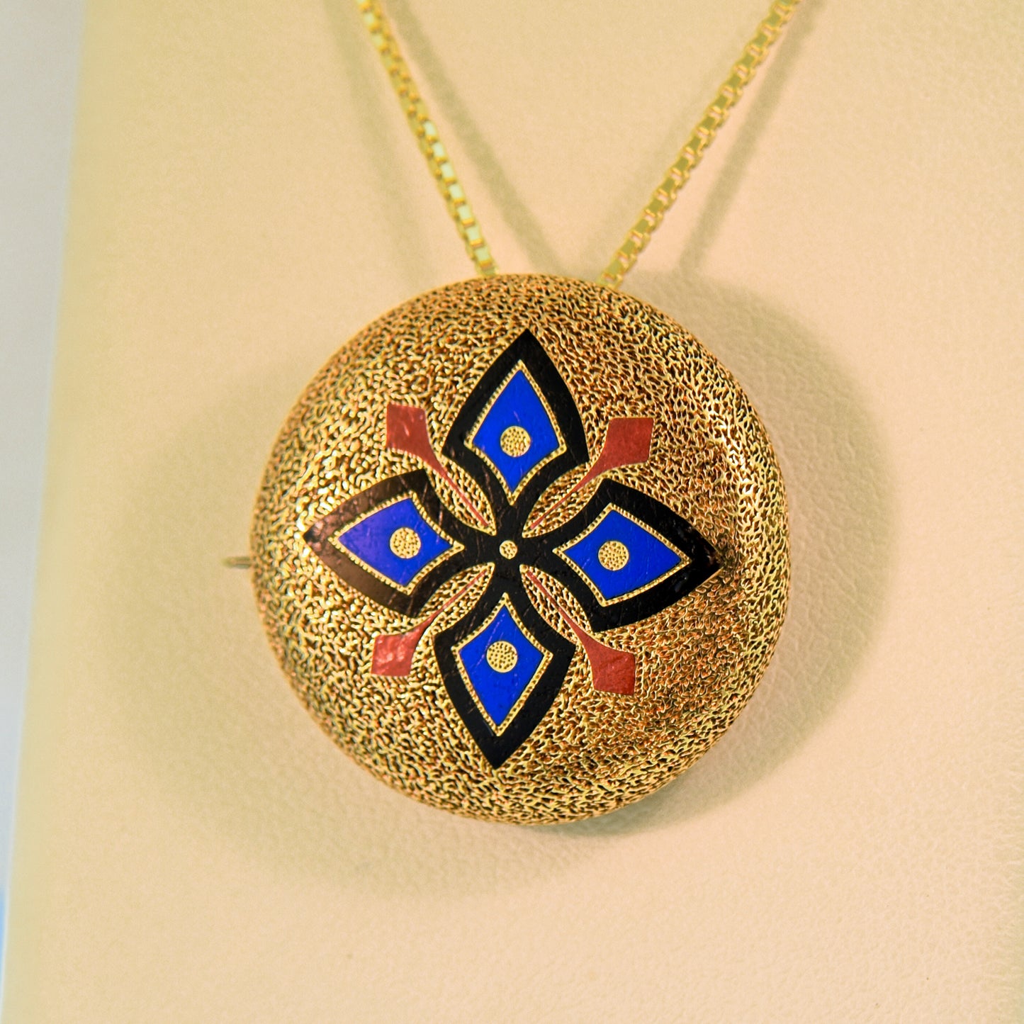 Antique French Enameled Maltese Cross Pin Pendant Combo