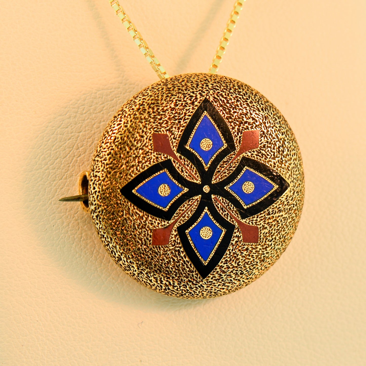 Antique French Enameled Maltese Cross Pin Pendant Combo