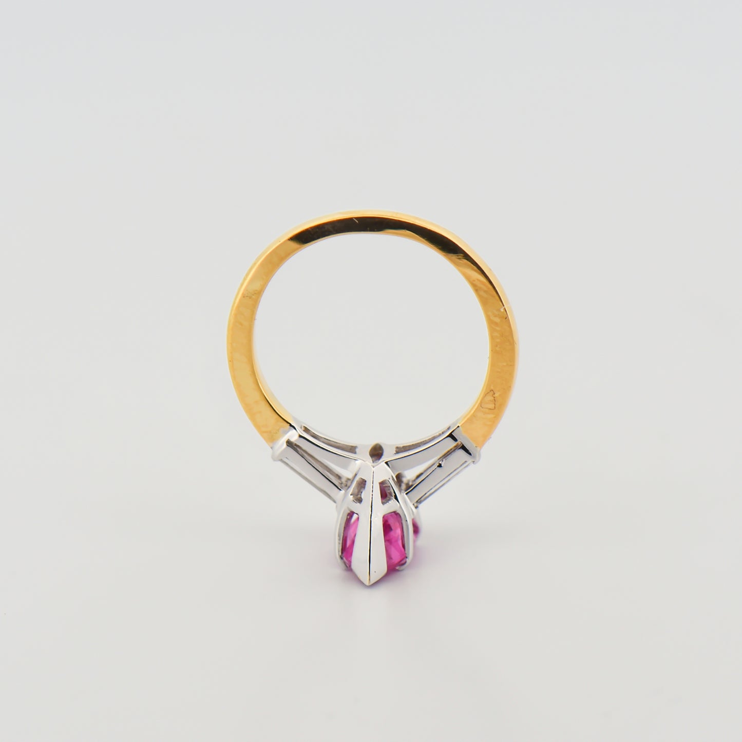 Marquise Pink Sapphire and Diamond Ring in Two-Tone Gold