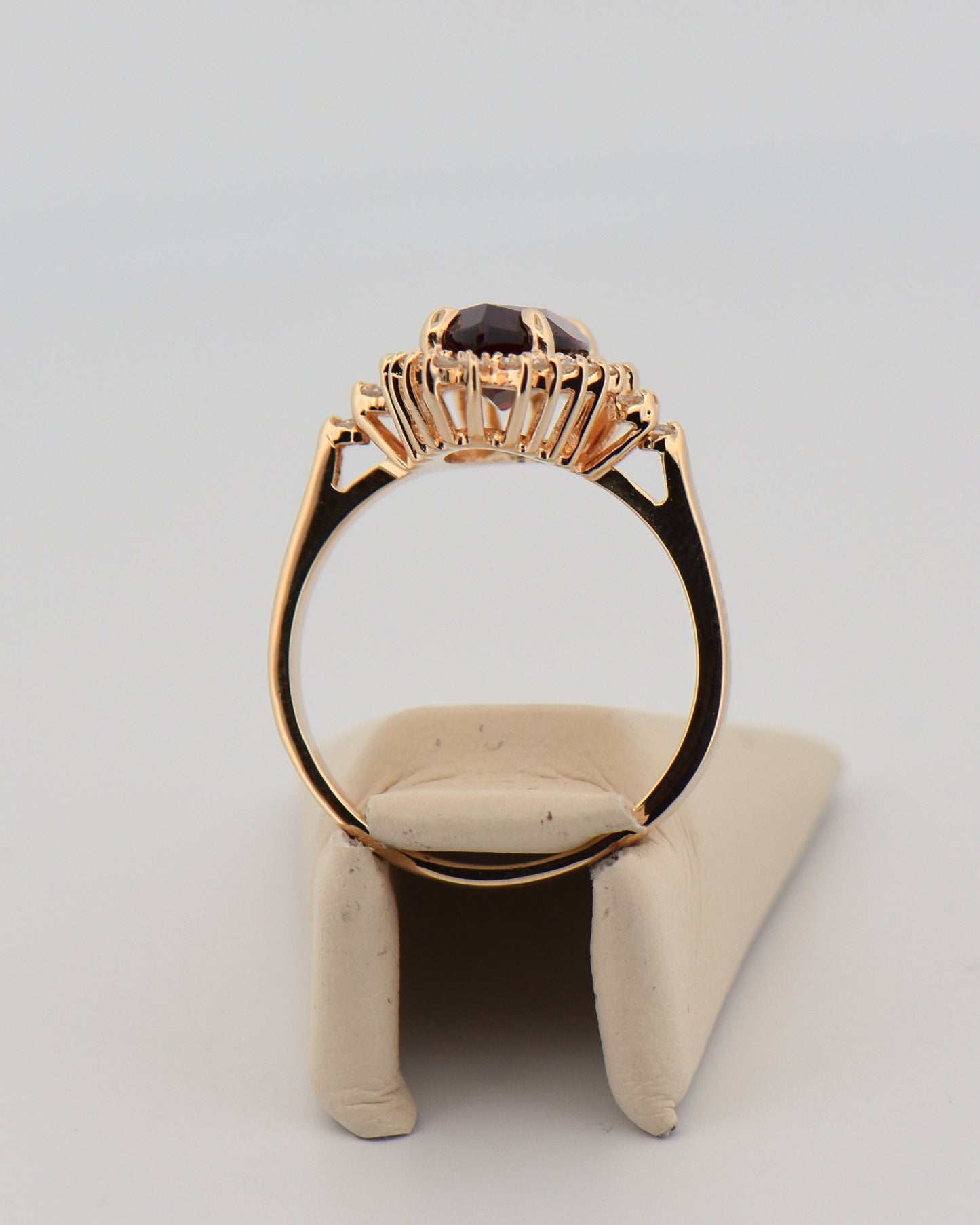 Vintage Halo Ring with Marquise Red Garnet & Diamonds