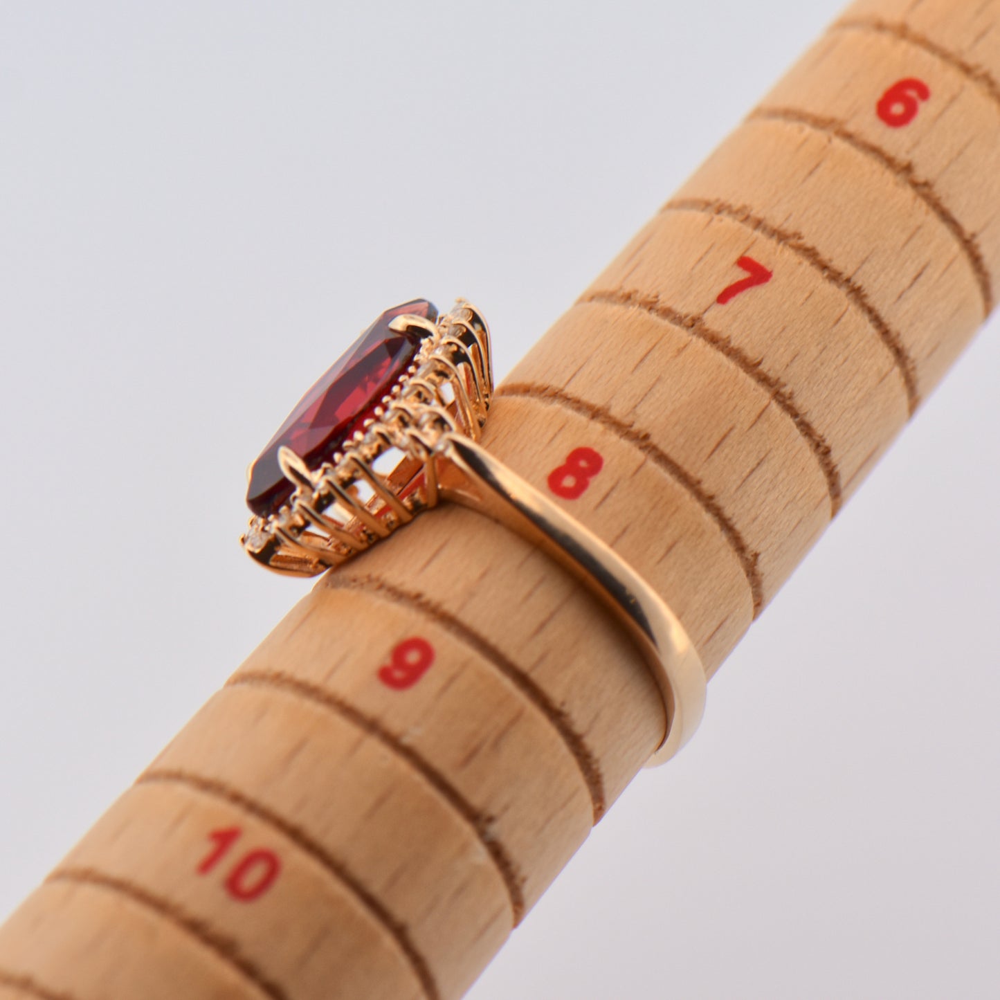 Vintage Halo Ring with Marquise Red Garnet & Diamonds