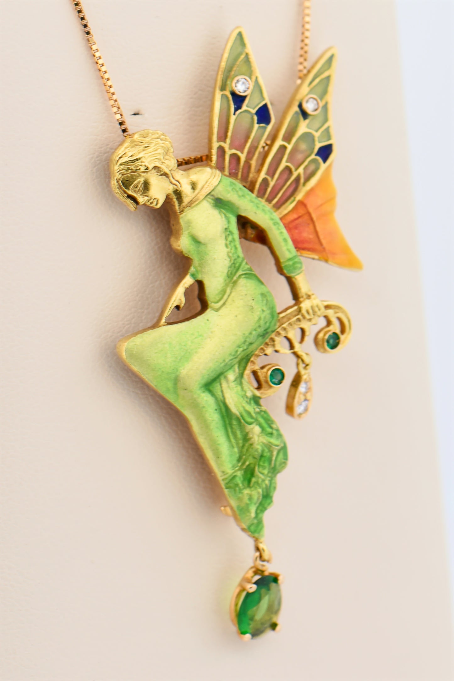 Masriera Enamel Nymph or Fairy Pendant - Art Nouveau Style