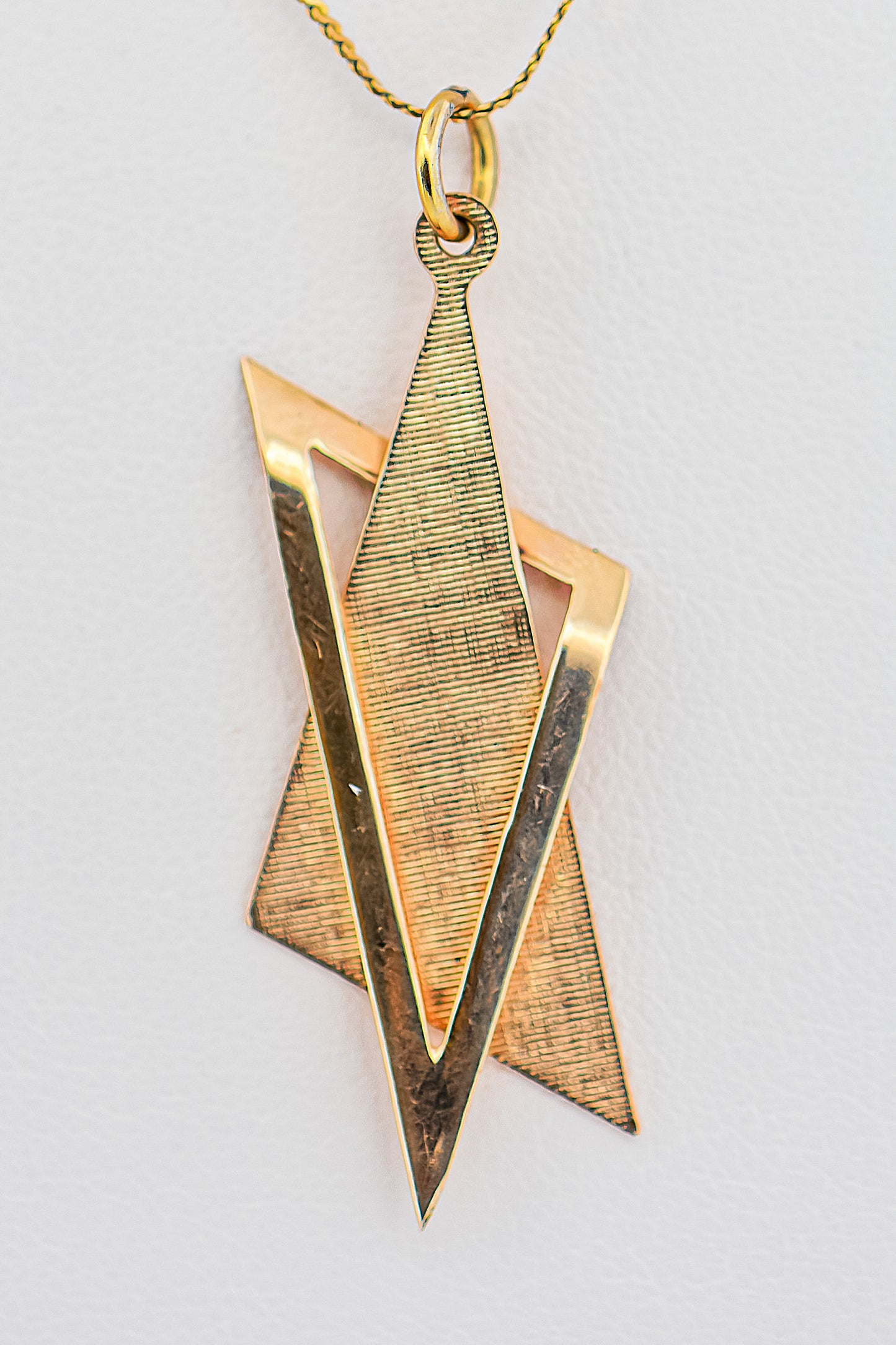 Mid-Century Abstract Star of David Pendant in Yellow Gold