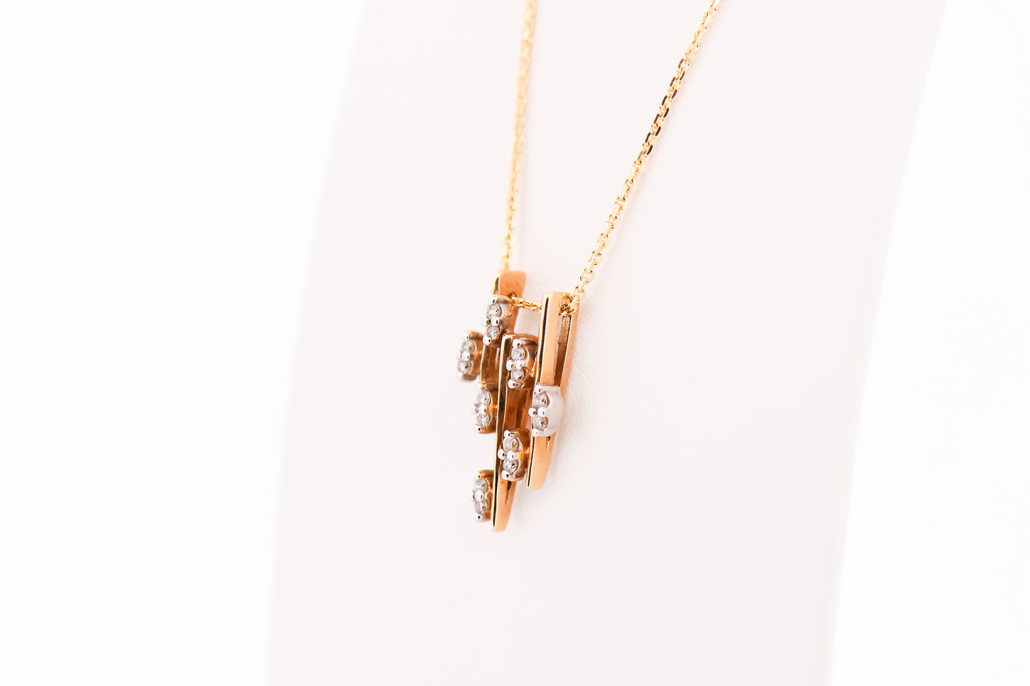 Mid Century Brutalist Gold & Diamond Pendant - "Icicles"