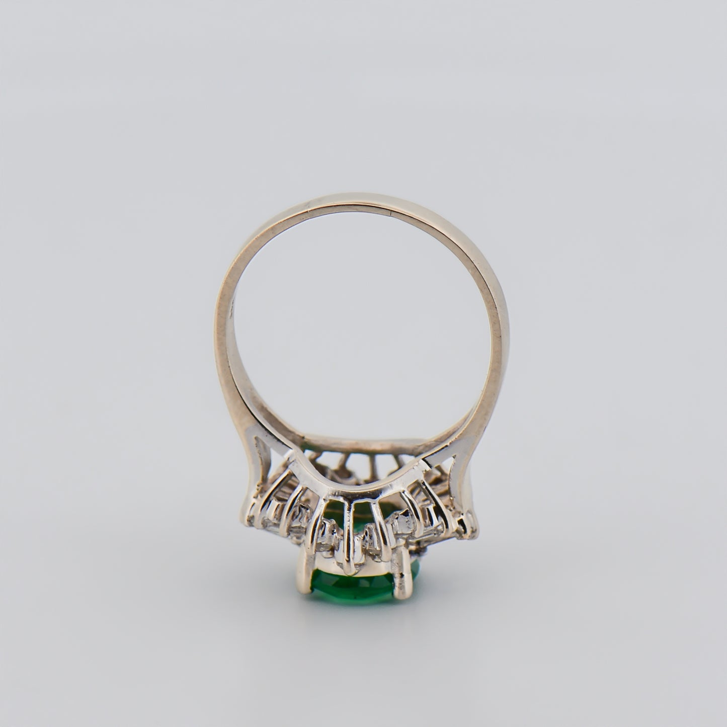 Mid-Century Emerald & Diamond Ballerina Ring