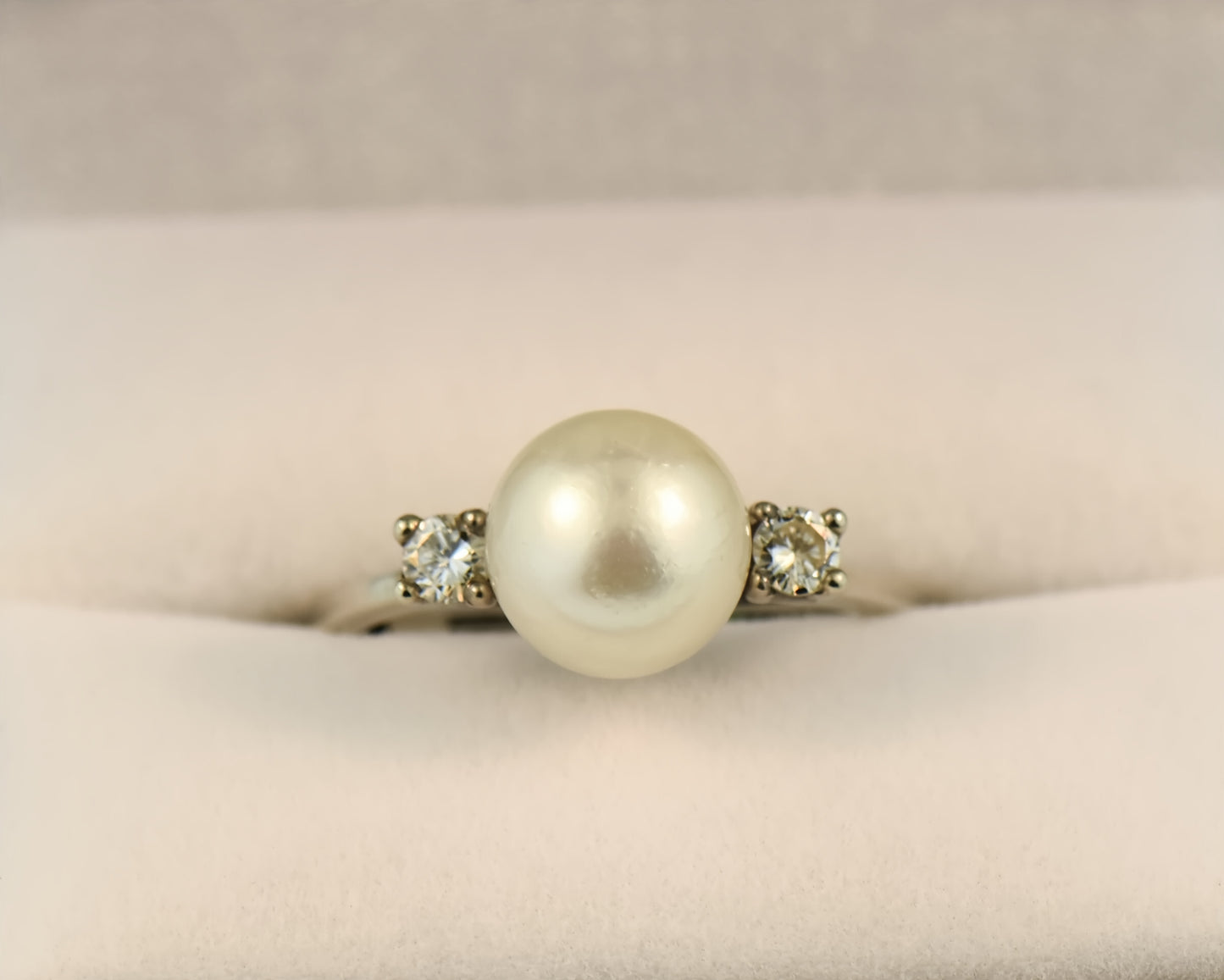 Mid-Century Pearl and Diamond Ring
