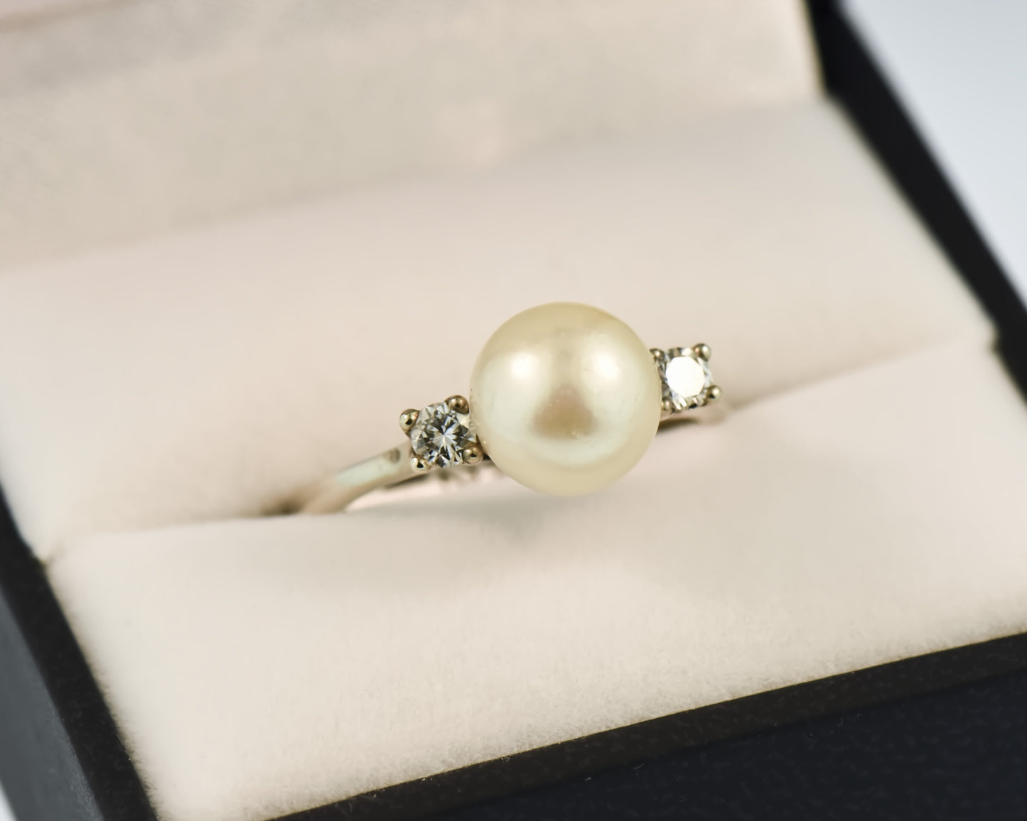 Mid-Century Pearl and Diamond Ring