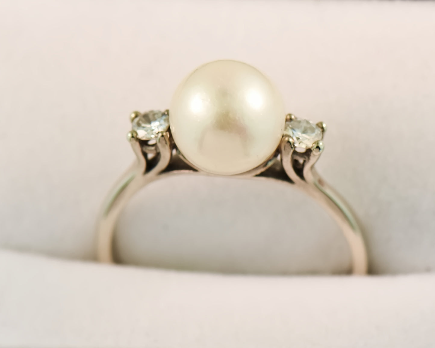 Mid-Century Pearl and Diamond Ring