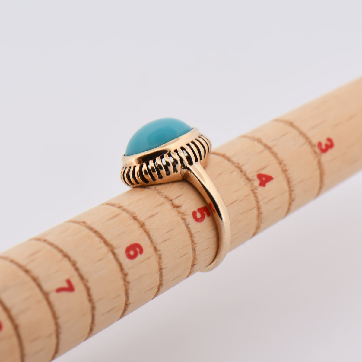 Mid-Century Turquoise Ring in Yellow Gold