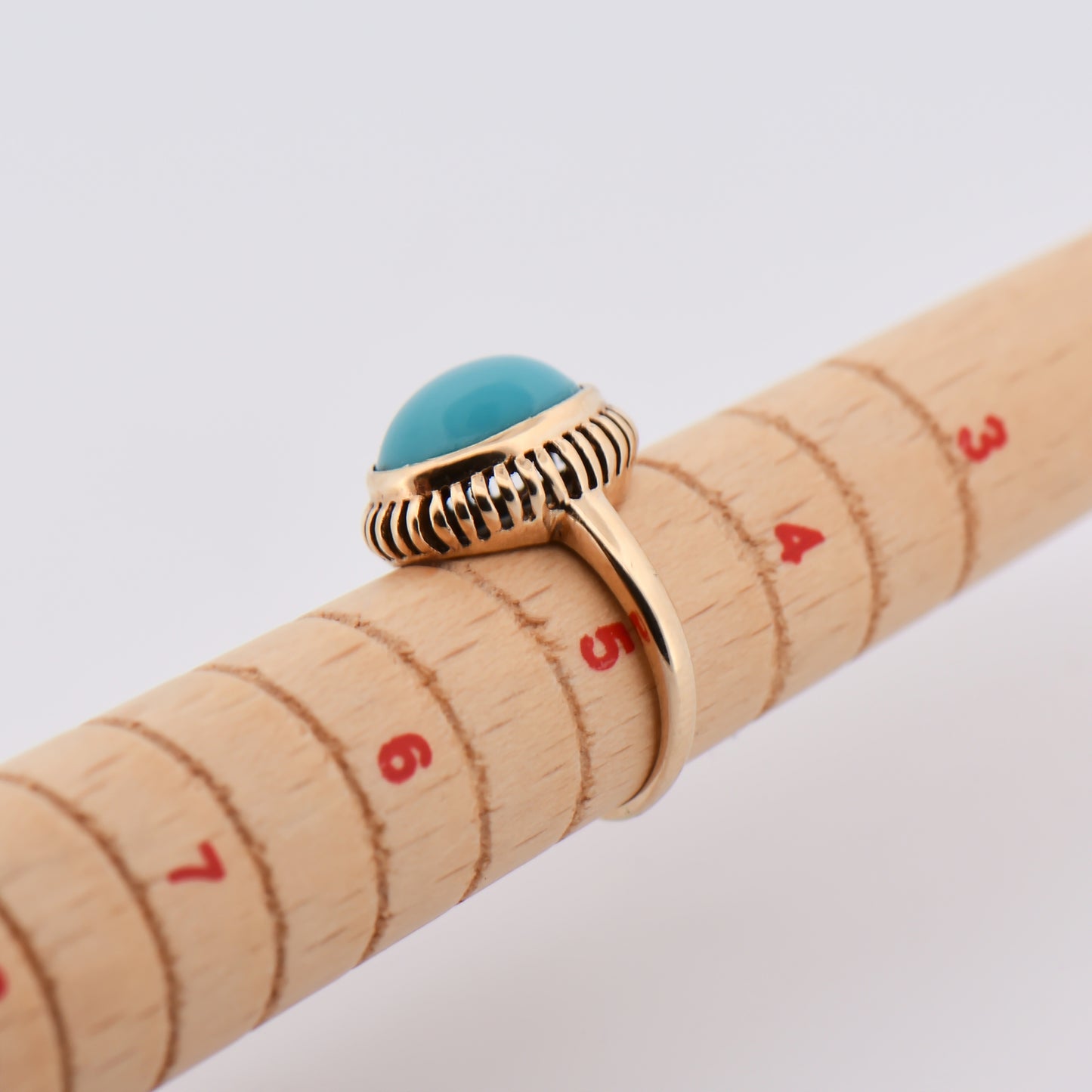Mid-Century Turquoise Ring in Yellow Gold