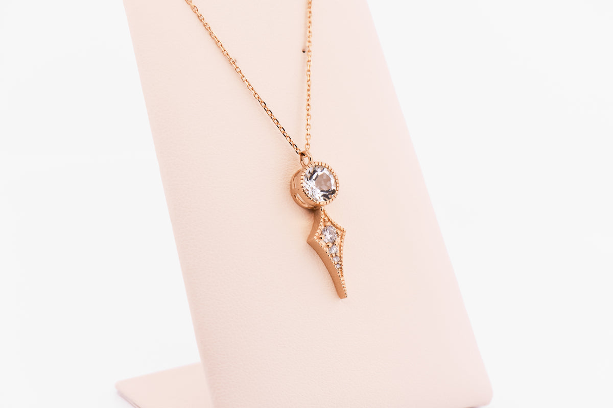Modern Aquamarine & Diamond Necklace in Yellow Gold