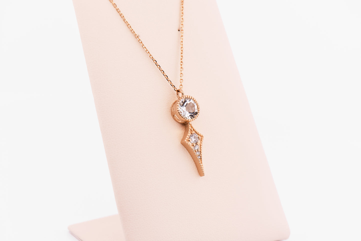 Modern Aquamarine & Diamond Necklace in Yellow Gold