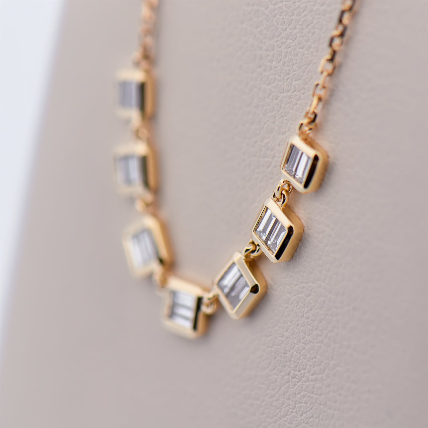 Modern Baguette Diamond Necklace on 18-Inch Chain
