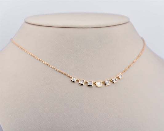 Modern Baguette Diamond Necklace on 18-Inch Chain