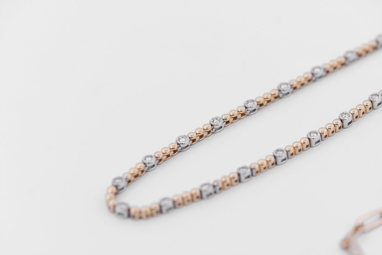 Modern Beaded Diamond Riviera Necklace with Paperclip Chain