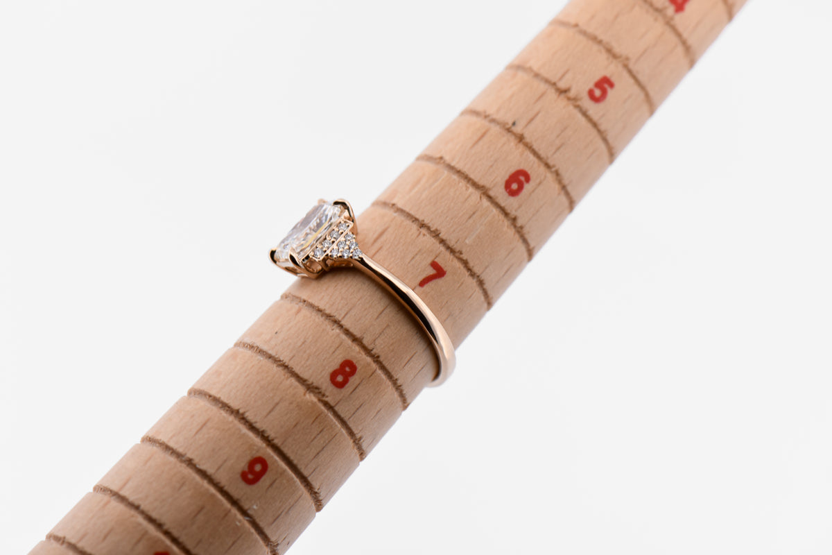 Modern Elongated Radiant Cut Diamond Engagement Ring in Yellow Gold - GIA