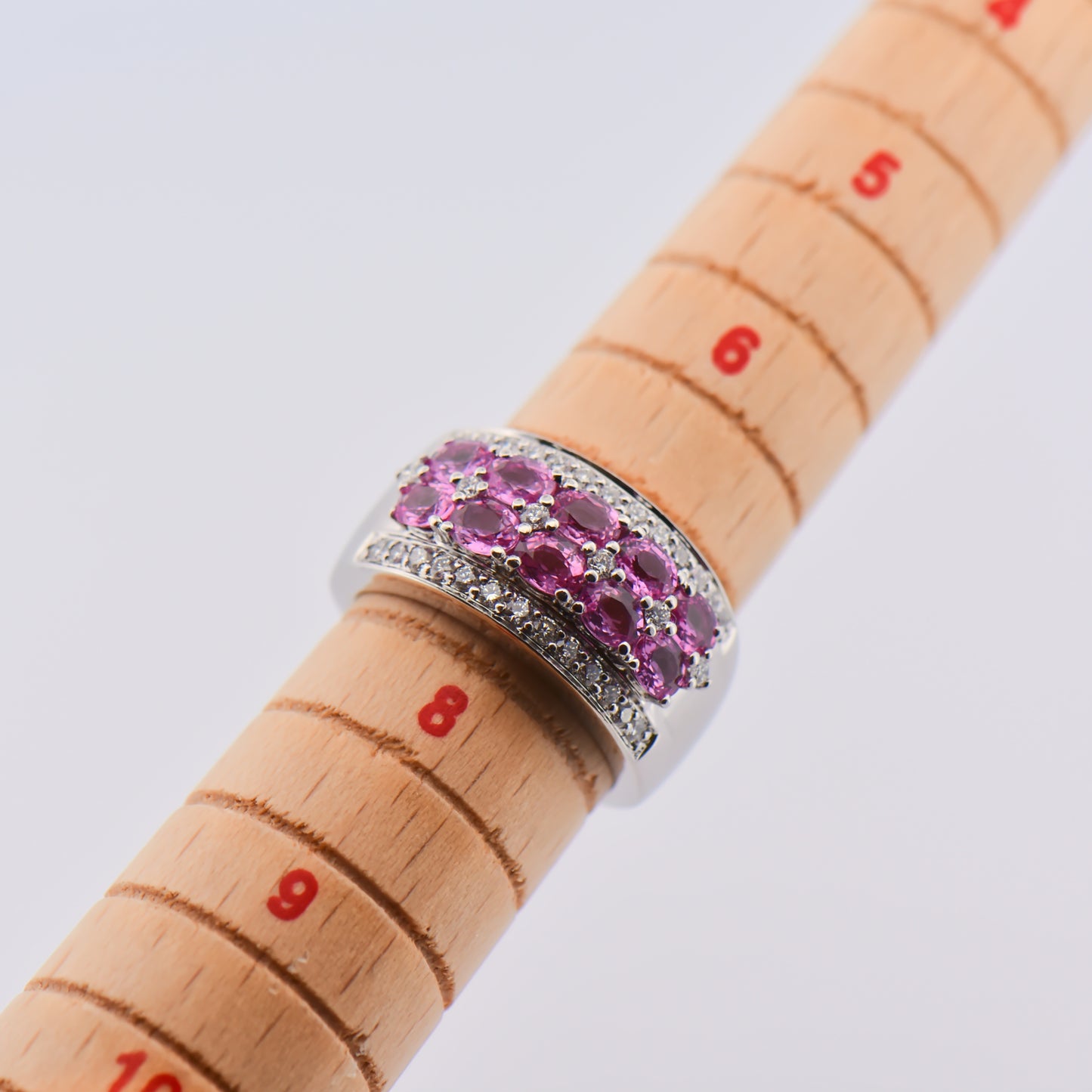 Modern Wide Band Ring with Oval Pink Sapphires & Diamonds
