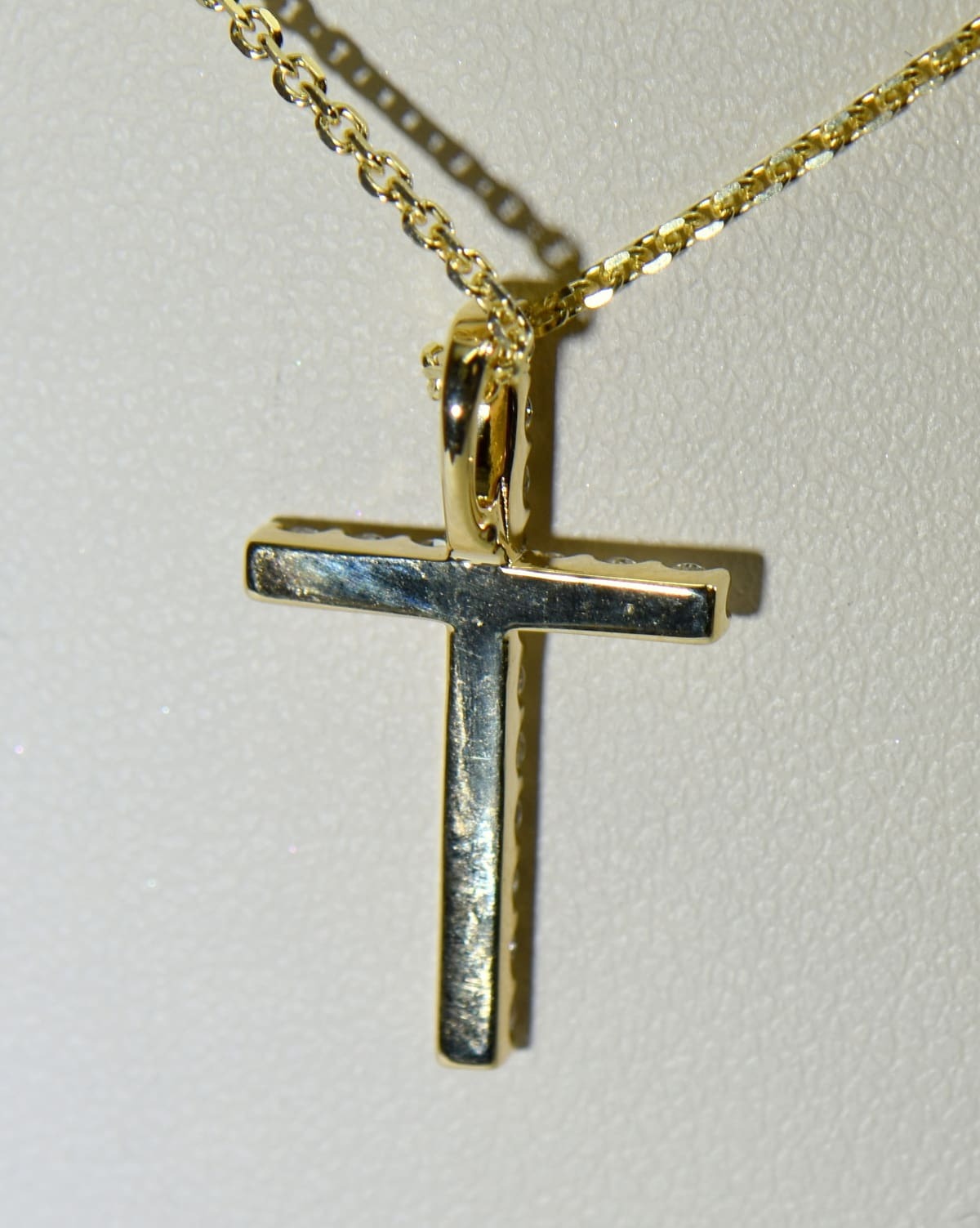 Modern Yellow Gold & Diamond Cross Pendant
