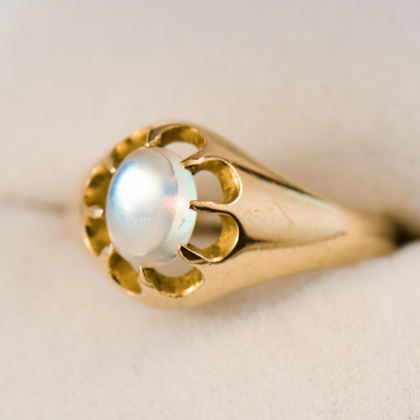 Antique Moonstone & Gold Belcher Ring
