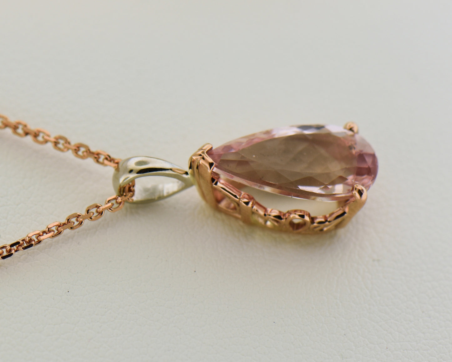 Pear Shape Nigerian Morganite Solitaire Pendant