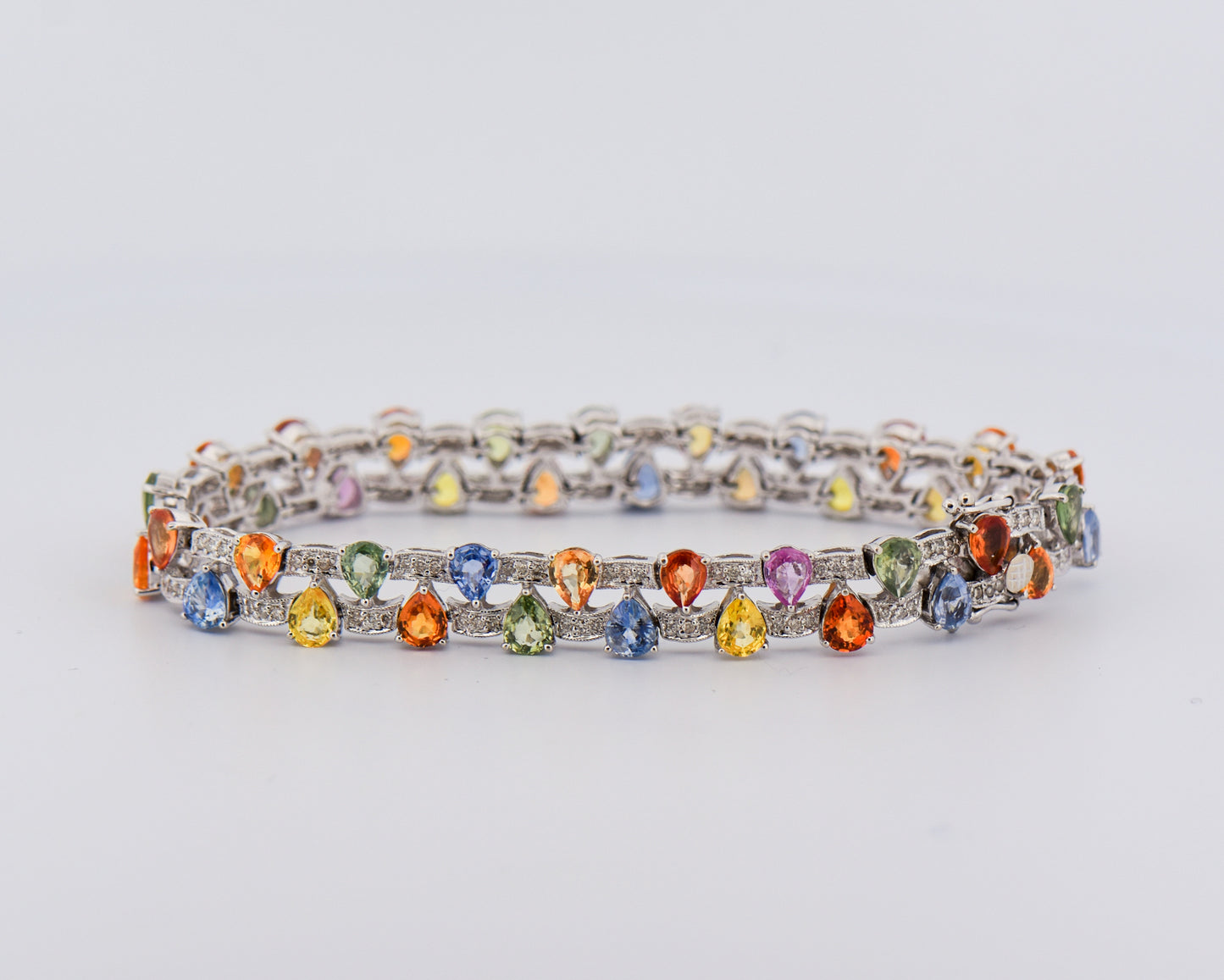 Custom Rainbow Bracelet with Multicolor Sapphires