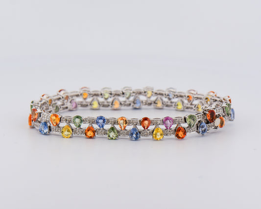 Custom Rainbow Bracelet with Multicolor Sapphires
