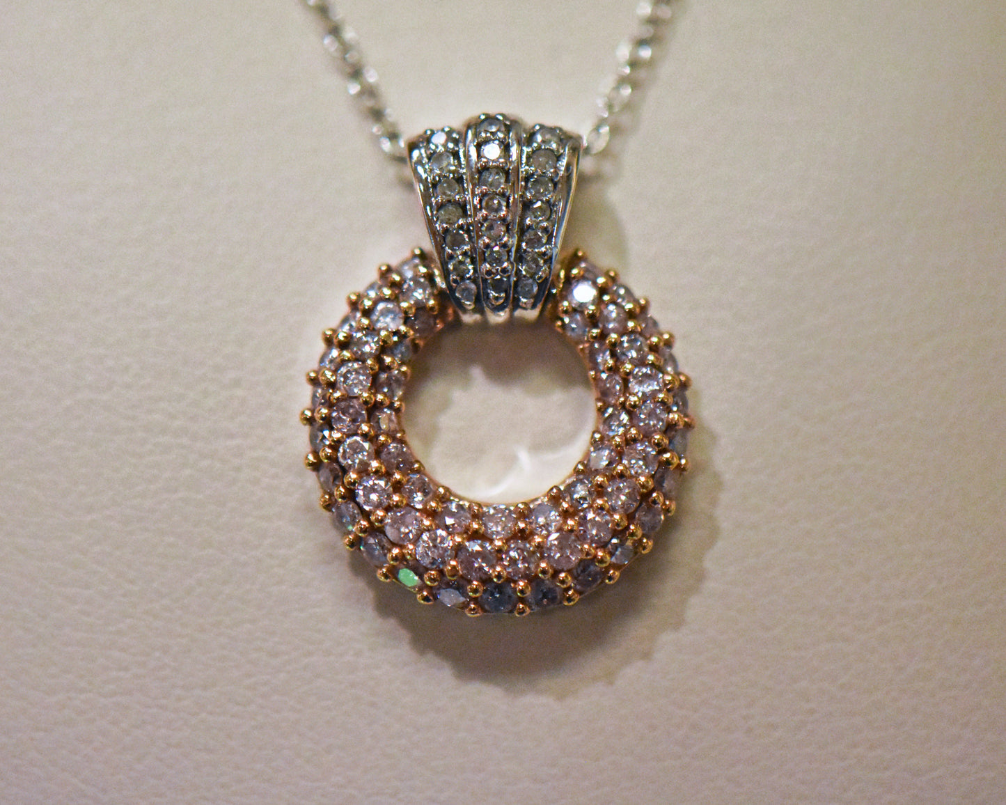 Estate Diamond Pendant with Natural Pink & White Diamonds