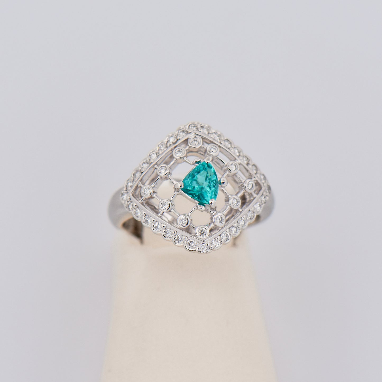 Natural Brazilian Paraiba Tourmaline & Diamond Ring in Platinum