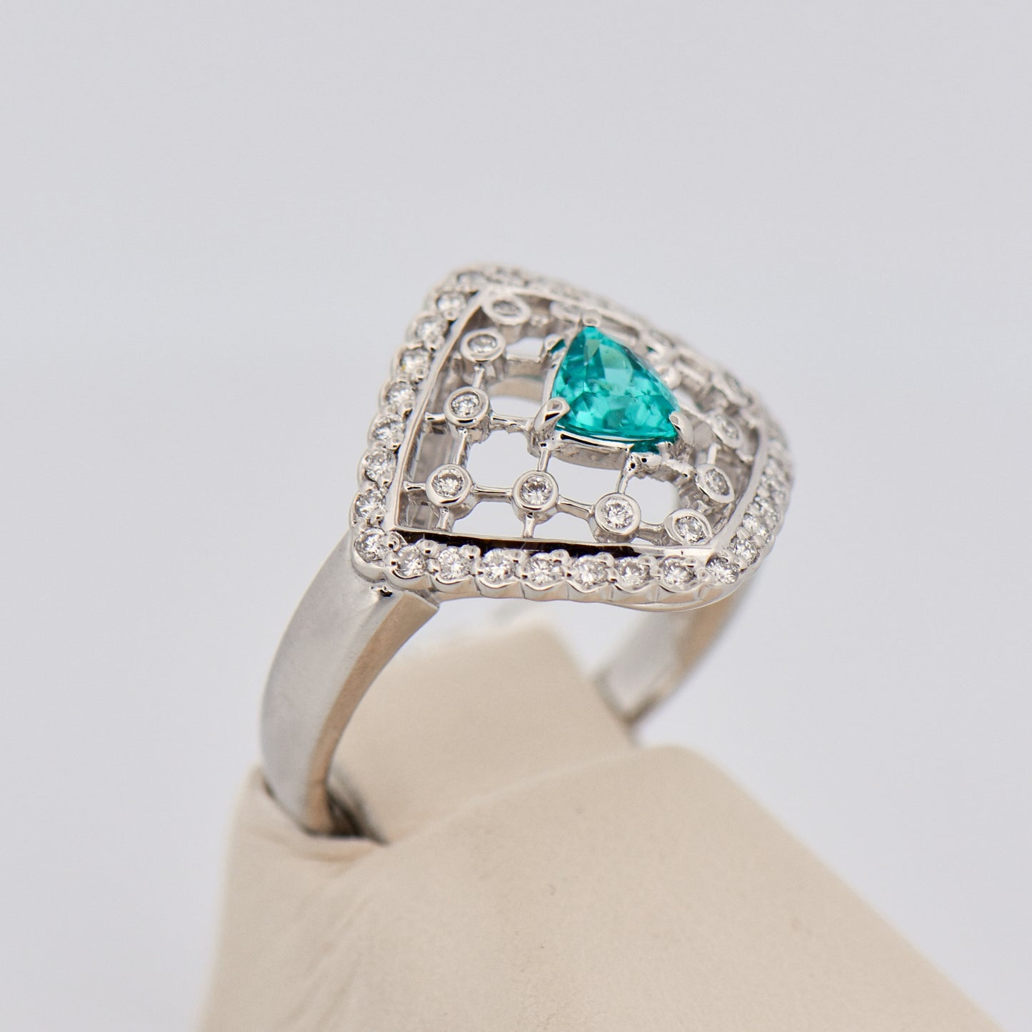 Natural Brazilian Paraiba Tourmaline & Diamond Ring in Platinum