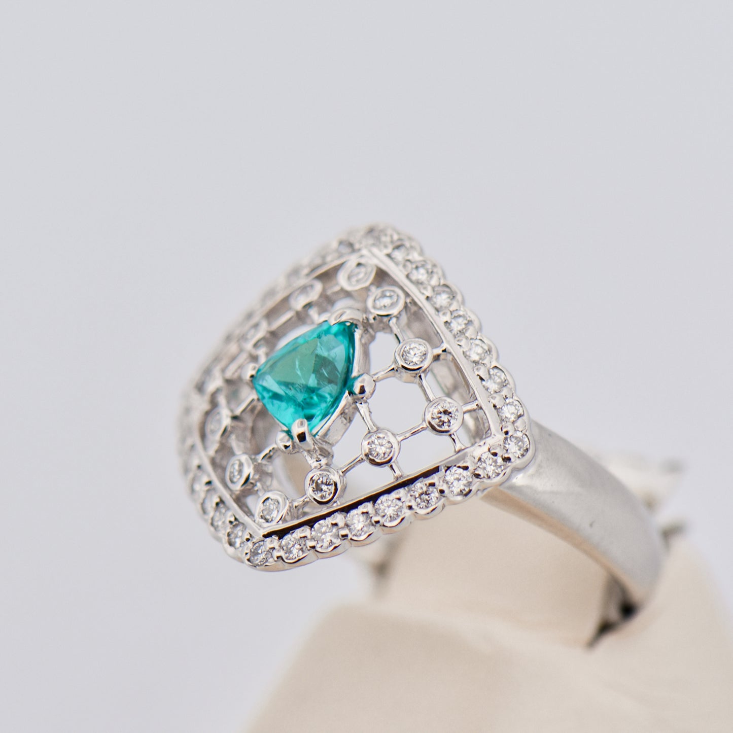 Natural Brazilian Paraiba Tourmaline & Diamond Ring in Platinum