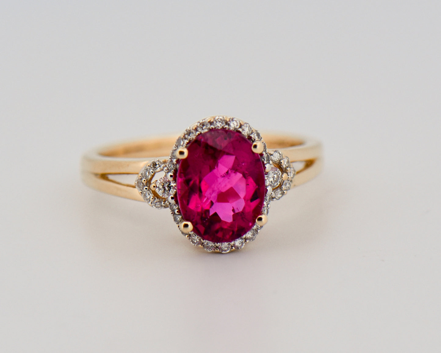 Magenta Rubellite Tourmaline Ring in Yellow Gold