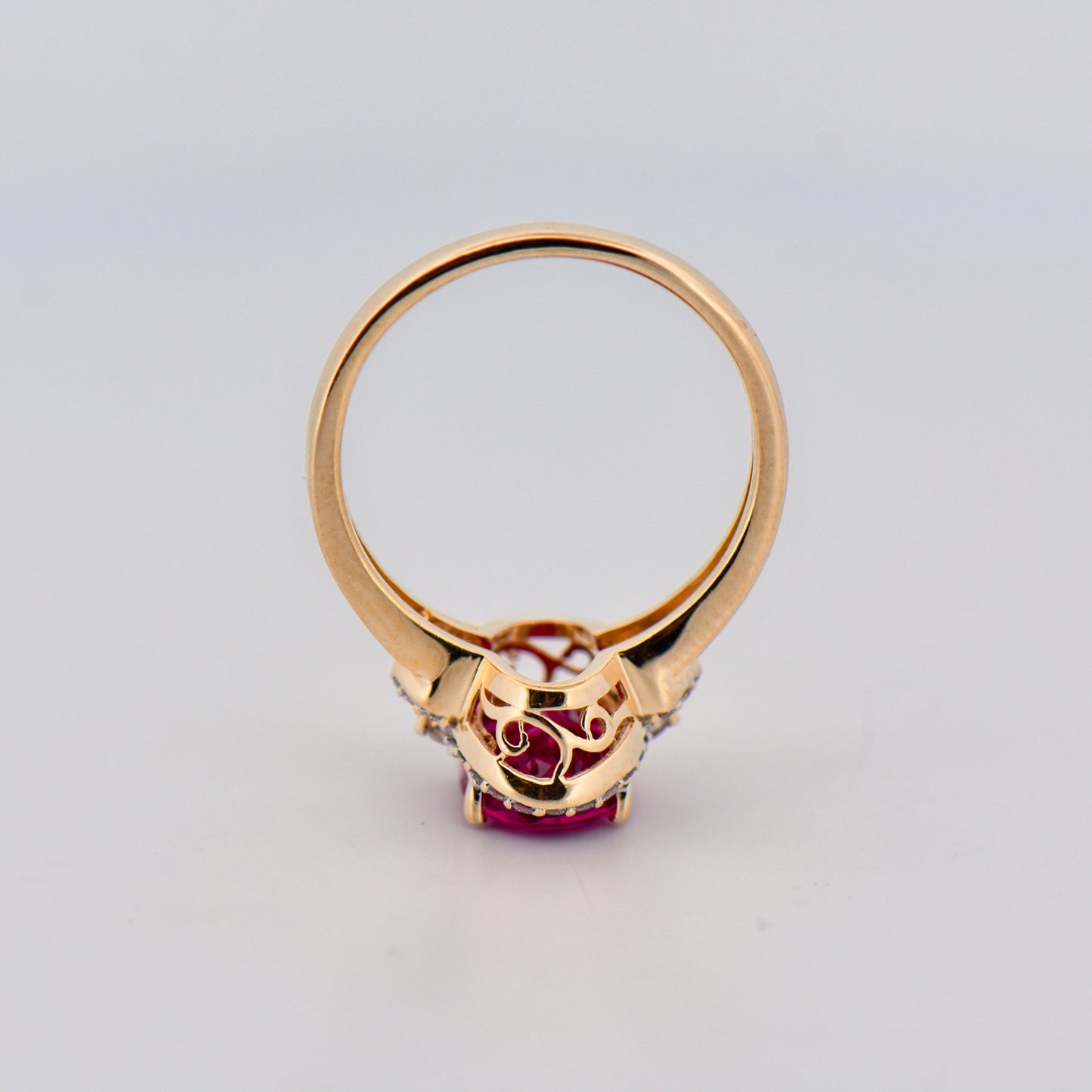 Magenta Rubellite Tourmaline Ring in Yellow Gold