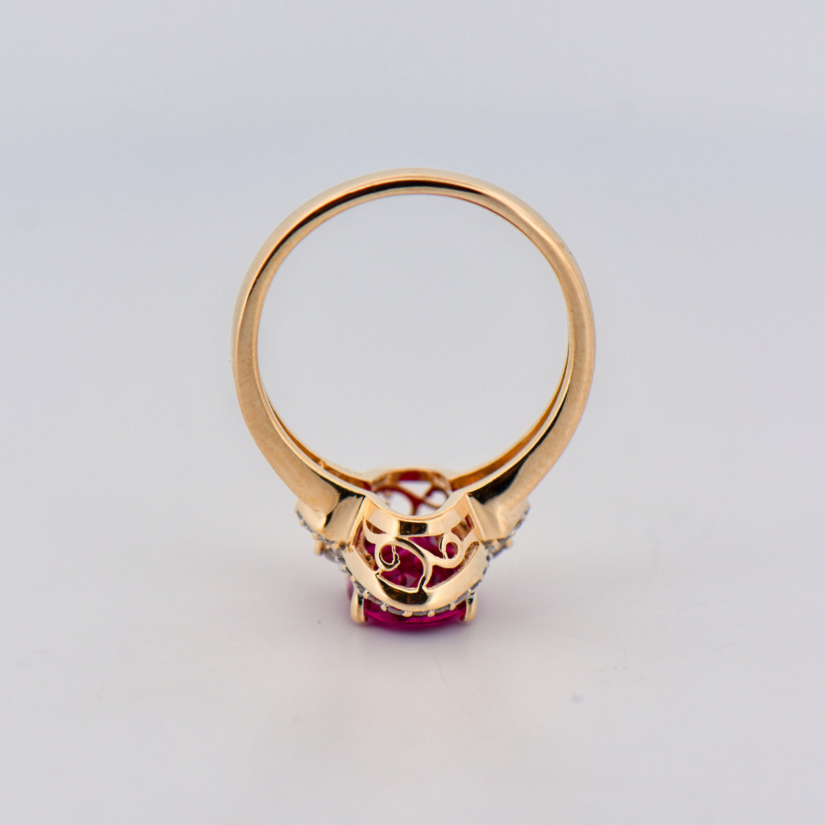 Magenta Rubellite Tourmaline Ring in Yellow Gold