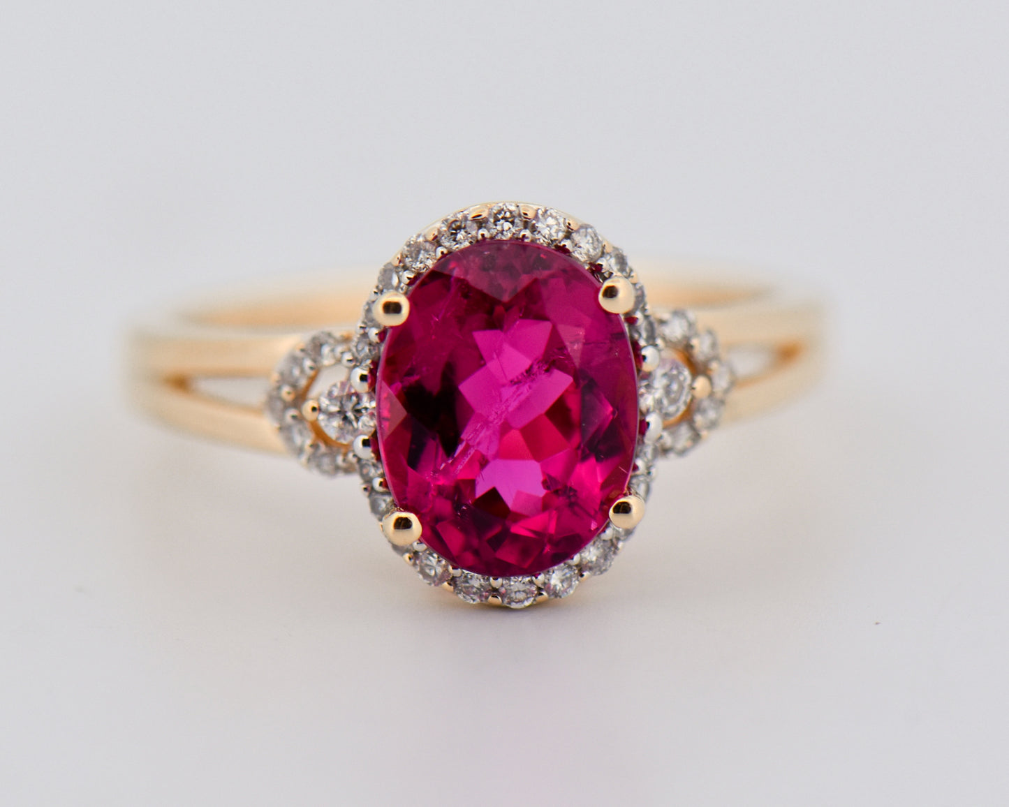 Magenta Rubellite Tourmaline Ring in Yellow Gold