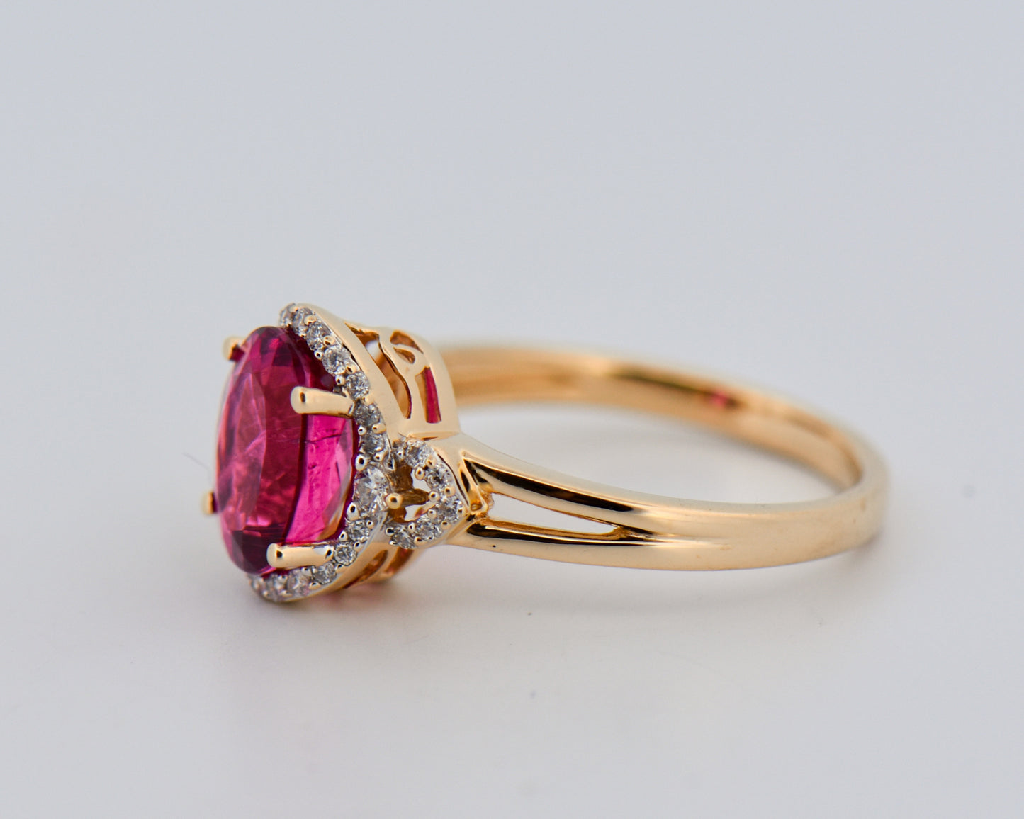 Magenta Rubellite Tourmaline Ring in Yellow Gold