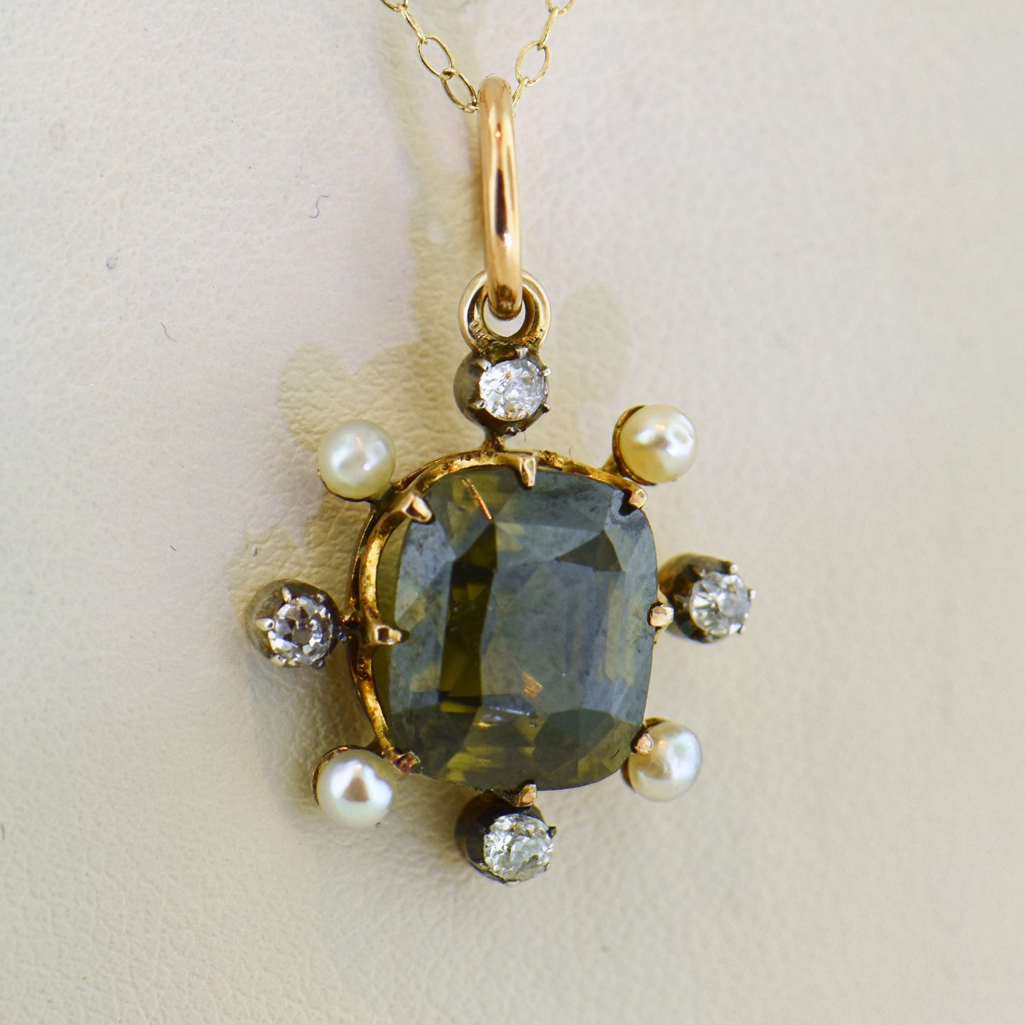 Victorian Pendant with Rare Radioactive Green Zircon