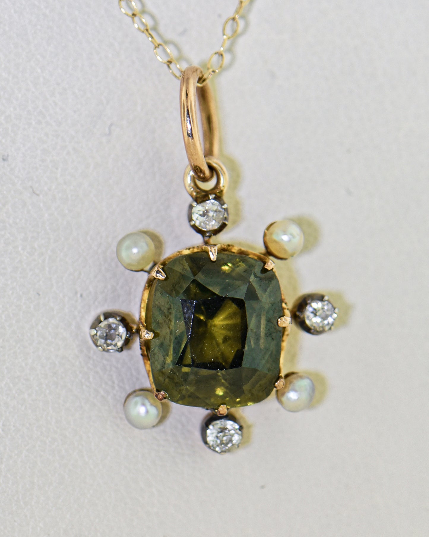 Victorian Pendant with Rare Radioactive Green Zircon
