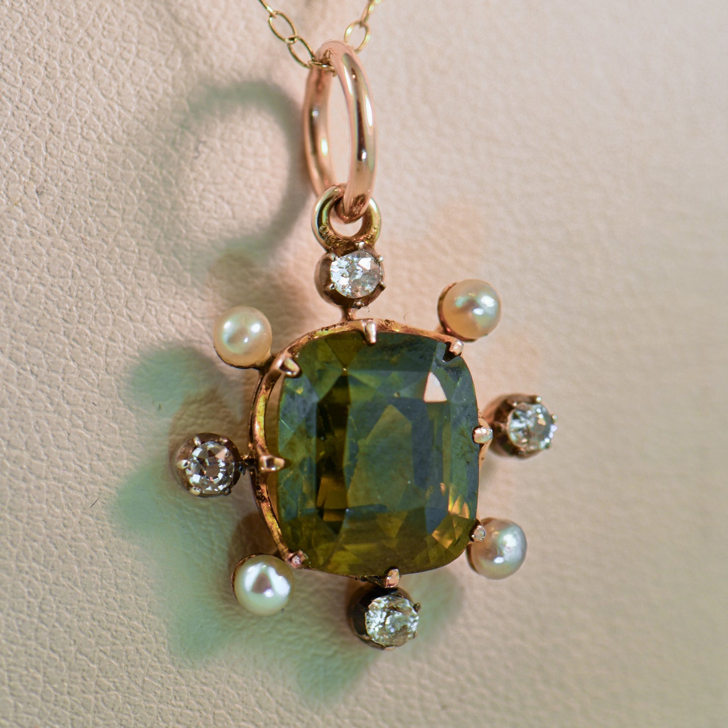 Victorian Pendant with Rare Radioactive Green Zircon