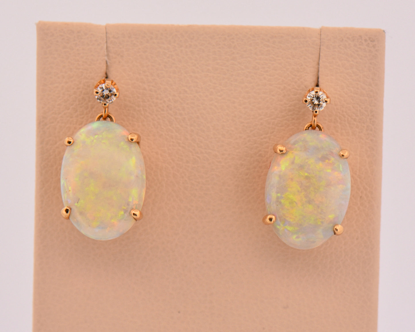 Large Australian Opal & Diamond Drop Earrings