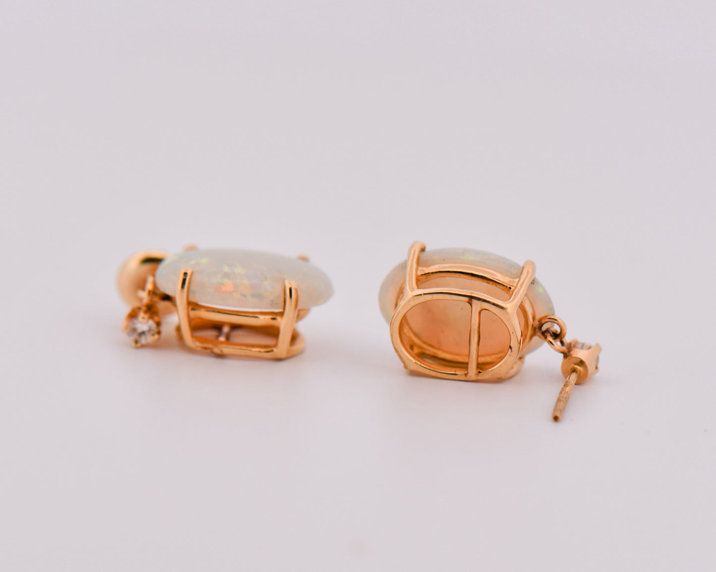 Large Australian Opal & Diamond Drop Earrings